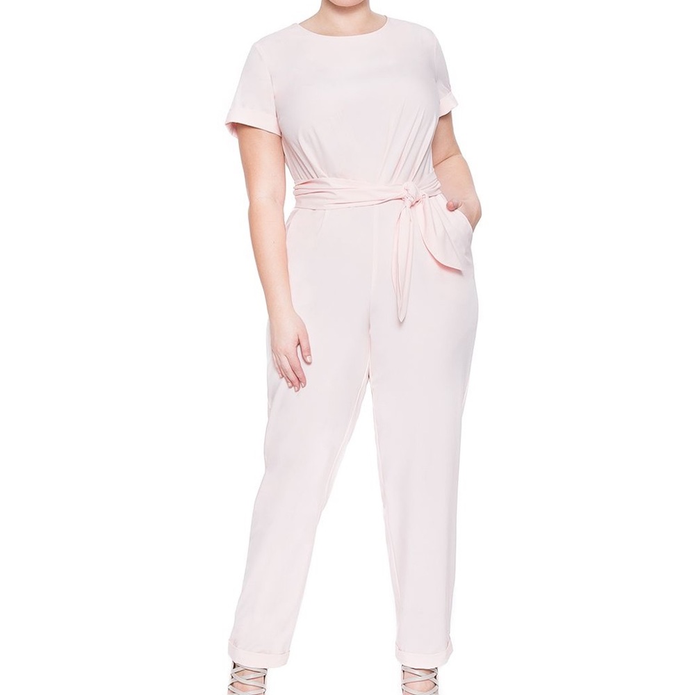Pink Belted Jumpsuit